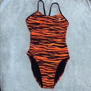TYR Orange and Black One Piece Swimsuit